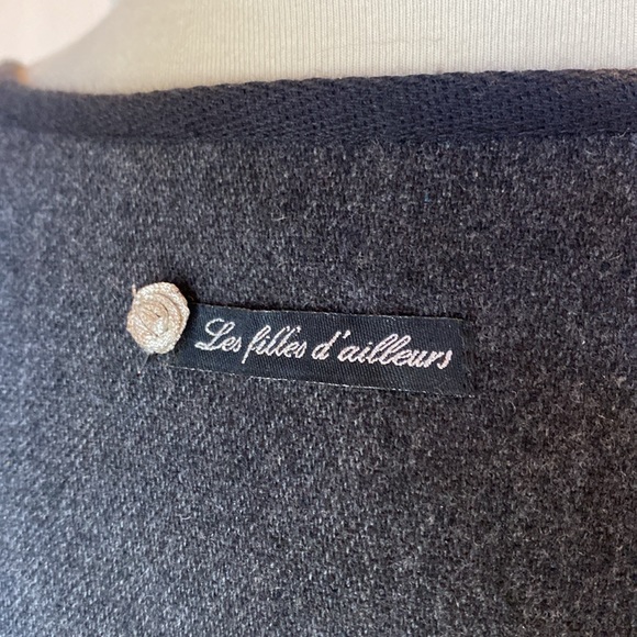 Les Filles d'Ailleurs Puff Sleeve Wool Dress, Size XL - Picture 12 of 15